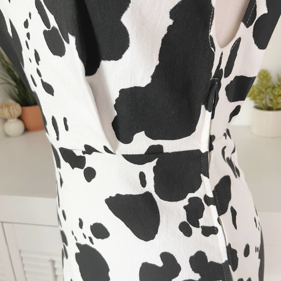 NWT En Saison Cow Print Denim Mian Mini Dress Black White Size S - Picture 7 of 10